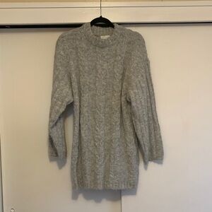 Topshop Light Gray Cable Knit Sweater